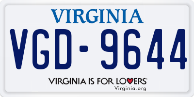 VA license plate VGD9644
