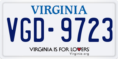VA license plate VGD9723