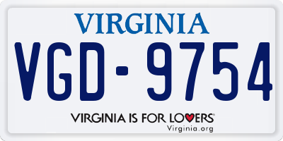 VA license plate VGD9754