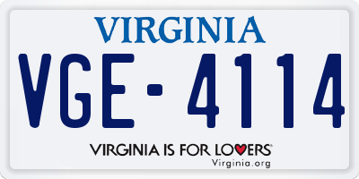 VA license plate VGE4114