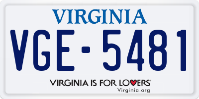VA license plate VGE5481