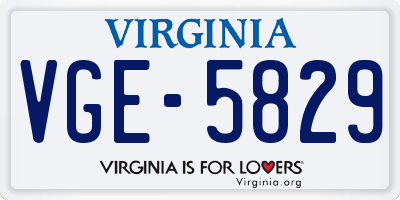 VA license plate VGE5829