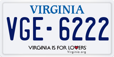 VA license plate VGE6222