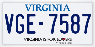 VA license plate VGE7587
