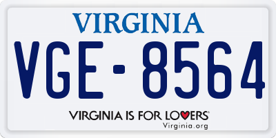 VA license plate VGE8564