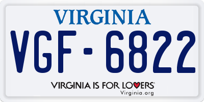 VA license plate VGF6822