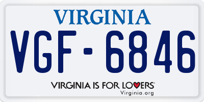 VA license plate VGF6846