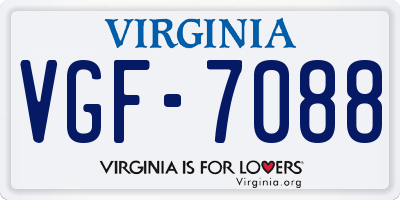 VA license plate VGF7088