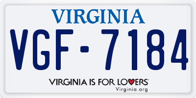 VA license plate VGF7184