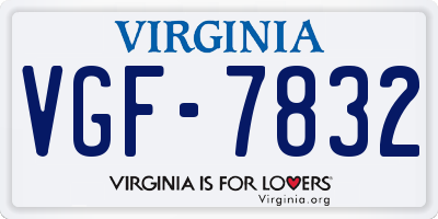 VA license plate VGF7832