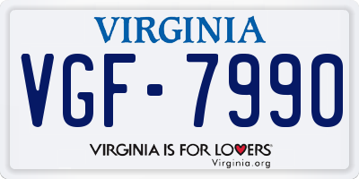 VA license plate VGF7990