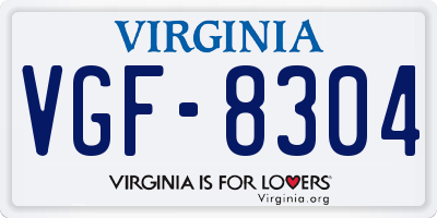 VA license plate VGF8304