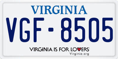 VA license plate VGF8505
