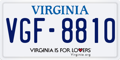VA license plate VGF8810