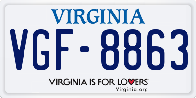 VA license plate VGF8863