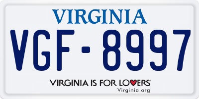 VA license plate VGF8997