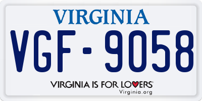 VA license plate VGF9058