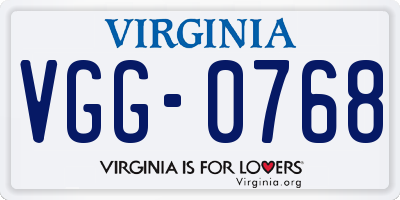 VA license plate VGG0768