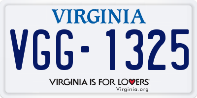 VA license plate VGG1325