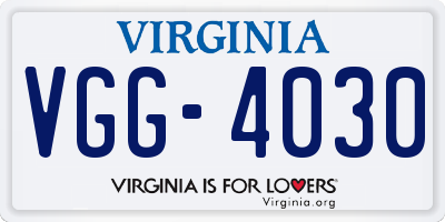 VA license plate VGG4030