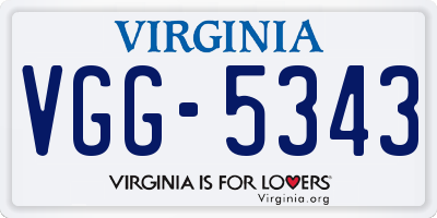 VA license plate VGG5343