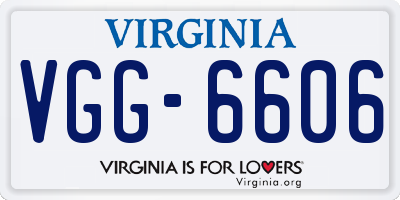 VA license plate VGG6606