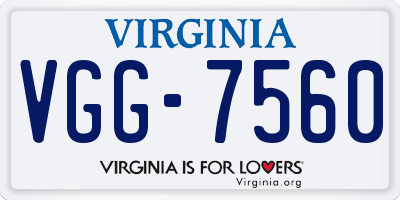 VA license plate VGG7560