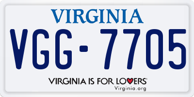 VA license plate VGG7705