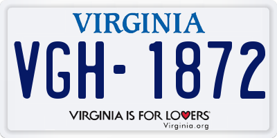 VA license plate VGH1872
