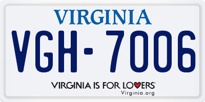VA license plate VGH7006