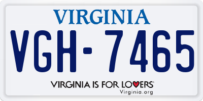 VA license plate VGH7465