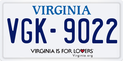 VA license plate VGK9022