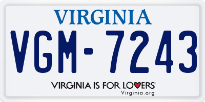 VA license plate VGM7243