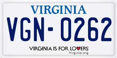 VA license plate VGN0262