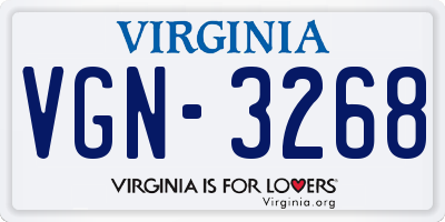 VA license plate VGN3268