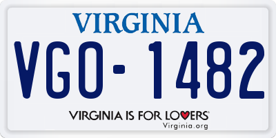 VA license plate VGO1482