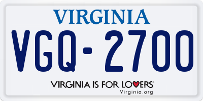 VA license plate VGQ2700