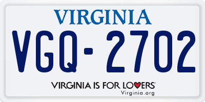 VA license plate VGQ2702