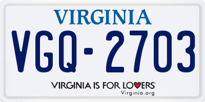 VA license plate VGQ2703