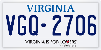VA license plate VGQ2706