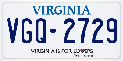VA license plate VGQ2729