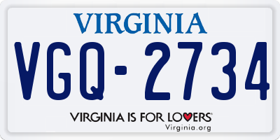 VA license plate VGQ2734