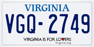 VA license plate VGQ2749