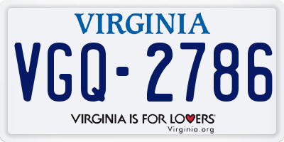 VA license plate VGQ2786