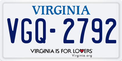 VA license plate VGQ2792