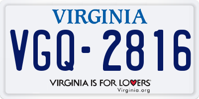VA license plate VGQ2816