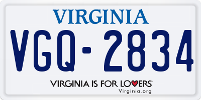 VA license plate VGQ2834