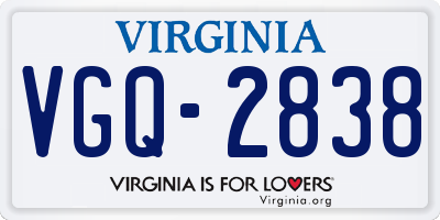 VA license plate VGQ2838