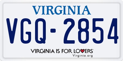VA license plate VGQ2854