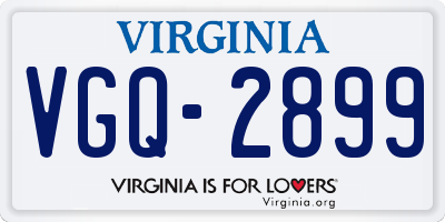 VA license plate VGQ2899